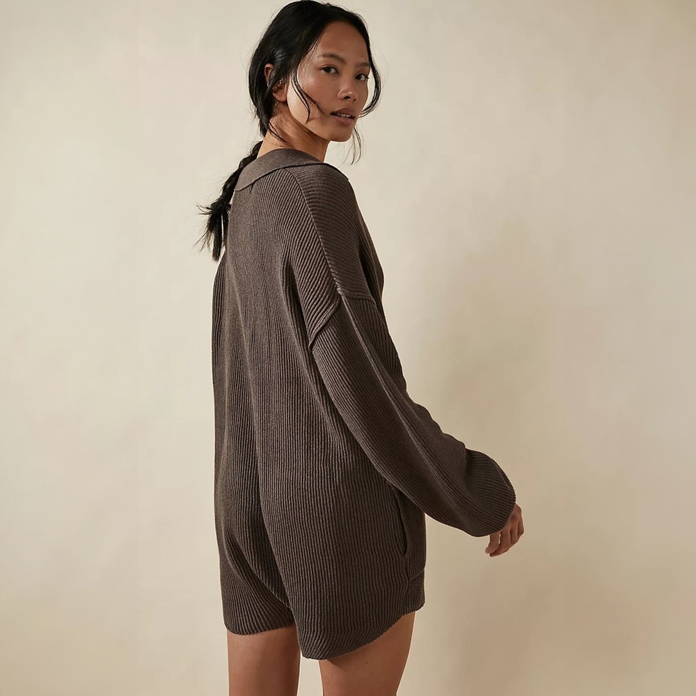 Free People FP Beach Picnic Sweater Romper in Minked - sz Large - Picture 2 of 10